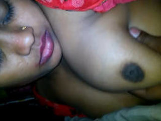 A South Asian wife has her large breasts squeezed and her vagina orally stimulated and penetrated