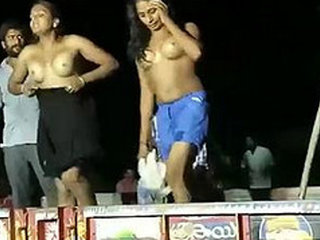 Traditional Indian village dance performance at night