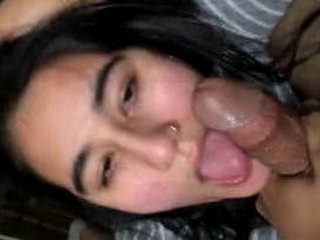 NRI girl pleasures herself with her mouth and hands