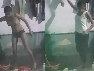 Young and slender Desi girl Simran takes a steamy shower