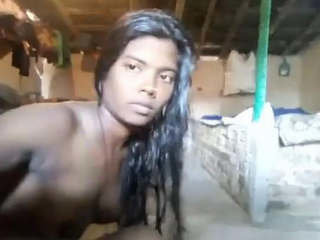 Village girl displays her intimate parts