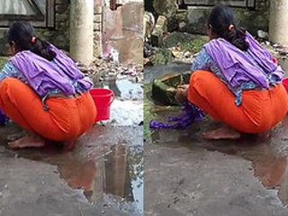 Desi wife sensually washes clothes and reveals her naked body