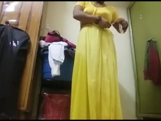 Indian auntie in a petticoat teases in public