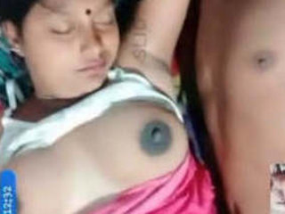 Desi couple flaunts their breasts on video call with client