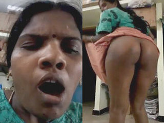 Tamil aunt shows off her sexy moves while giving handjob