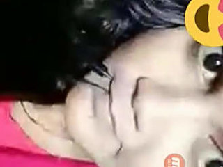 Live video call with a bd girl flaunting her tits and pussy