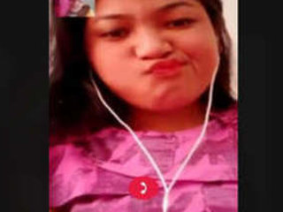 Beautiful girl shows off her boobs and pussy on video call