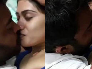 Passionate Indian couple shares steamy kisses in bed