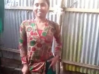 Outdoor shower in the village with a naughty desi girl