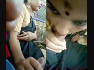 Tamil girl gives a blowjob on the bus in a video