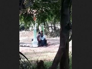 College lover gets caught in the act of outdoor fucking in dress