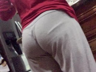 Watch my mom's bum jiggle in sweatpants while she exercises - Part 2